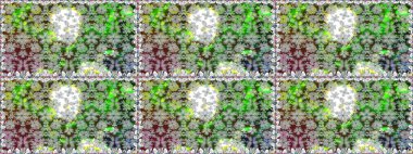 Sevimli çiçek raster deseni. Düz Çiçek Elementleri Tasarımı. Kusursuz Renksiz Bahar Temalı Kusursuz Arkaplan. Yeşil renkte çiçekler.