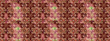 Raster illüstrasyonu. Kusursuz damaske klasik altın desen. Kahverengi renkler ve altın elementler üzerinde altın pürüzsüz desen. Tekrarlayan ögelerle soyut arkaplan Raster.