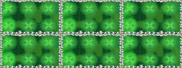 Düz Çiçek Elementleri Tasarımı. Çiçeksiz desenli arka plan, yaz çiçekleri. Renkli Bahar Temalı Kusursuz Arkaplan. Yeşil renkte çiçekler.