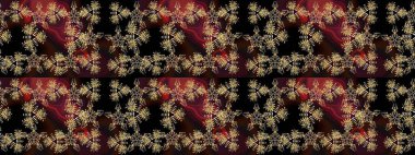 Raster illüstrasyonundaki çiçek desenli çizim. Kahverengi renkte çiçekler.