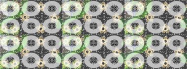 Gri, nötr ve yeşil renkli kar taneleri. Renkli arka planda izole tatlı kar taneleri. Kar tanesi raster deseni. Raster illüstrasyonu.