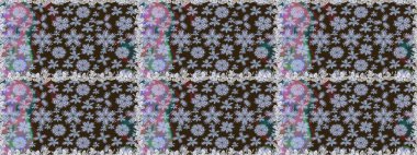 Çiçekler, yaprakları ile halk tarzında Dikişsiz çiçek deseni. Raster Illustration. El çizilmiş.