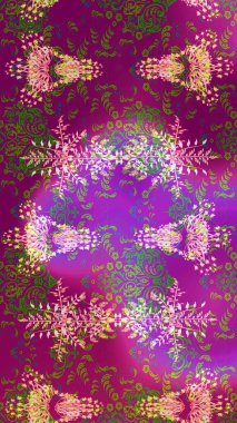 Mor, yeşil ve menekşe rengi kar tanecikleri. Raster illüstrasyonu. Kar Tanesi Mozaik ikonu. Grafiksel element dekorasyonu. Düz dizayn. Sembol kışı, donmuş, Noel, yeni yıl tatili.