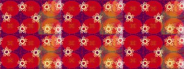 Kar taneleri izole edildi. Kar tanesi süsü Raster illüstrasyonu. Kırmızı, turuncu ve mor renkte kar tanesi süsü. Güzel süs eşyası..