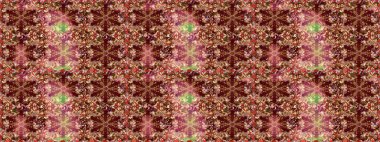 Raster illüstrasyonu. Kusursuz damaske klasik altın desen. Kahverengi renkler ve altın elementler üzerinde altın pürüzsüz desen. Tekrarlayan ögelerle soyut arkaplan Raster.