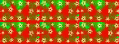 Raster illüstrasyonu. Kış konsepti Düz yatıyordu. Kış deseni kırmızı, kahverengi ve yeşil renkte kar tanesinden yapılmıştır..