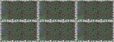 Raster illüstrasyonu. Yeşil ve gri arka planda renkli kelebek koleksiyonu. Kusursuz. Kağıt, kumaş ve ambalaj için uygun. Kart, baskı ve davetiye için basit kadınsı desen.