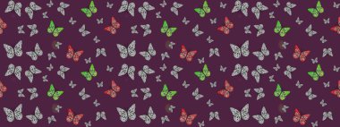 Kumaş, kağıt, ambalaj kâğıdı ve duvar kağıdı tasarımı için hoş bir arka plan. Kahverengi. Kelebeklerle çizim yapın.