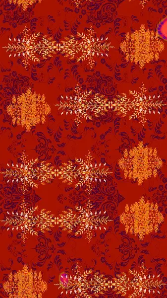 Kırmızı, turuncu ve mor renkli kristal kar tanesi. Raster illüstrasyonu.