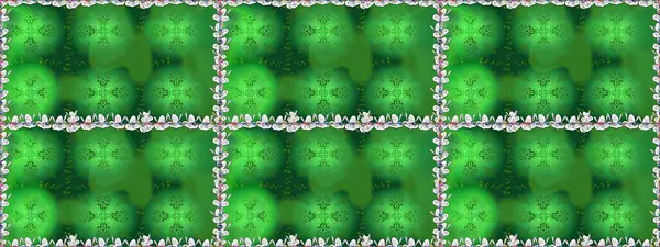 Düz Çiçek Elementleri Tasarımı. Çiçeksiz desenli arka plan, yaz çiçekleri. Renkli Bahar Temalı Kusursuz Arkaplan. Yeşil renkte çiçekler.