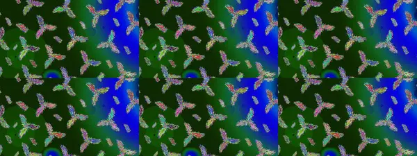 Noel için tatil tasarımı, yeni yıl moda baskıları. Raster illüstrasyonu. Yeşil, mavi ve gri kar taneleri. Kar tanelerinin soyut arkaplanlı Noel arkaplanı. Güzel tasarım..