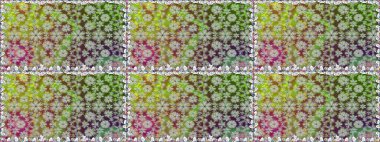 Düz Çiçek Elementleri Tasarımı. Çiçeksel fantezi tasarımı, parlak bir arka planda, kusursuz bir desen. Renkli Bahar Teması Kusursuz Arkaplan.