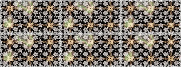 Raster Çiçek İllüstrasyonu 'nun şirin tekstili. Siyah renkli etnik çiçeklerle kusursuz bir desen..