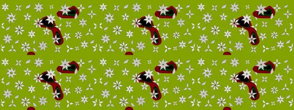 Raster. Yeşil renkte güzel çiçekler, suluboya desenli eskiz deseni, duvar kağıdı, kart veya kumaş için fayanslı..