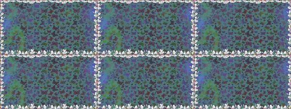 Raster Kelebekleri deseni. Güzel bir kumaş tasarımı. Mavi ve gri renklerin çizimi. Soyut, kusursuz arkaplan.