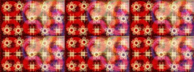 Kırmızı, kahverengi ve bej kar taneleri. Raster illüstrasyonu. Kar tanelerinin soyut arkaplanı olan şirin bir Noel arkaplanı. Renkler. Noel ve Yeni Yıl moda baskıları için tatil tasarımı.