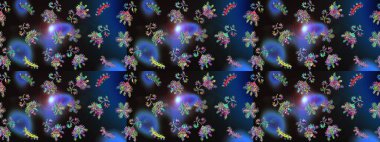 Parlak çiçekli kolaj çiçekleri mavi, gri ve siyah. Çiçekli zambaklar kusursuz bir arka plan. Çiçek tasarımı için inanılmaz kolaj cennet tarzı..