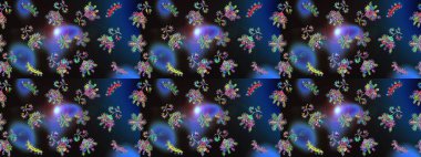 Parlak çiçekli kolaj çiçekleri mavi, gri ve siyah. Çiçekli zambaklar kusursuz bir arka plan. Çiçek tasarımı için inanılmaz kolaj cennet tarzı..