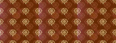 Kusursuz oryantal klasik altın desen. Kahverengi, bej ve sarı renklerde altın tekrarlayan elementler içeren Raster soyut arka planı.