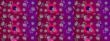 Raster stili kumaş deseni. Çiçekler suluboya çizim deseni.