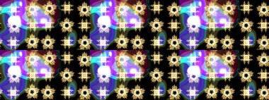 Siyah, mor ve kahverengi renkli kar taneleri. Kar tanesi raster deseni. Renkli arka planda izole tatlı kar taneleri. Raster illüstrasyonu.