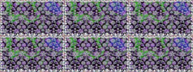 Çocuksu tasarım. El çizimi çiçekli, pürüzsüz bir desen. Tekstil, kumaş, ambalaj, hatıra defteri için hoş bir çiçek arkaplanı. Gri arkaplanda.