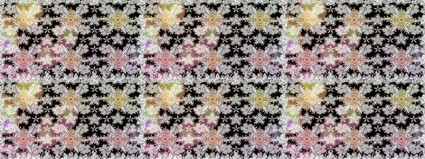 Patlayan çiçekler soyut olarak yerleştirilmiş. Raster deseni. Tarafsız renklerde bahar çiçekleri. Raster illüstrasyonu.