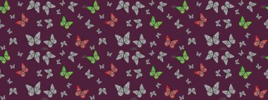 Raster illüstrasyonu. Sonsuz. Çizim, karalama, karalama. Kelebekli çizim şekli. Erkekler, kızlar, kıyafetler, duvar kağıtları için soyut çizim kalıbı.