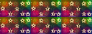 Kahverengi, yeşil ve mor renkli kristal kar tanesi. Raster illüstrasyonu.