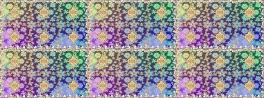 Altın desenli çiçek dekoru. Davetiyeler, kartlar, web sayfası için Raster illüstrasyon. Çizgi sanatı tasarım şablonu için kusursuz sınır. Tarafsız renklerde altın element. Doğu tarzı ögesi.