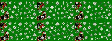 Zarif, parlak ve yeşil çiçek desenli bir taslak. Sabıka baskıları, bebek kıyafetleri, duvar kâğıtları, paket kutuları vb..