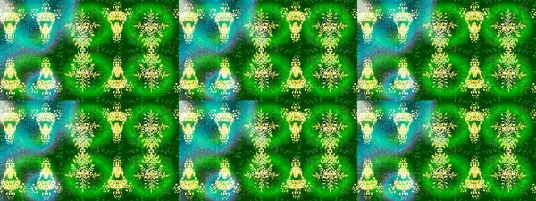 Süslü kumaş deseni. Renkli Bahar Teması eskiz kalıbı. Raster illüstrasyonundaki çiçek desenli çizim. Düz Çiçek Elementleri Tasarımı.