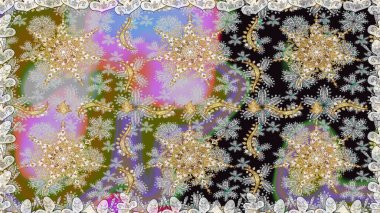 Şam, tasarım için kusursuz desen. Gri renklerde, altın elementli, pürüzsüz desen.