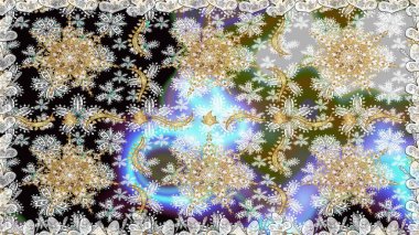 Barok tarzında kusursuz bir doğulu süsü. Raster geleneksel altın pürüzsüz desen nötr renkler üzerinde.