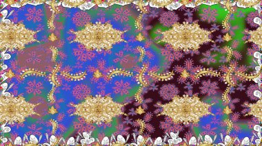 Mavi renklere karalamalar çizilmiş çiçek deseni. Raster illüstrasyonu.