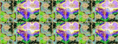 Eskiz desenli oryantal süs. Altın elementlerle yeşil renklerde altın desen. Çiçek kiremitleri. İslam tasarımı. Raster altın tekstil baskısı.