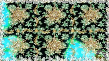 Raster oryantal süs. Kusursuz altın desen. Altın elementlerle nötr renklerde altın desen.