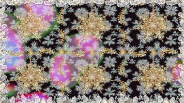 Kusursuz soyut bir arkaplan. Raster illüstrasyonu. Oriental raster klasik gri ve altın desenli.