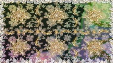 Barok tarzında kusursuz bir doğulu süsü. Geleneksel klasik raster altın pürüzsüz desen. Gri renklerdeki altın elementler.