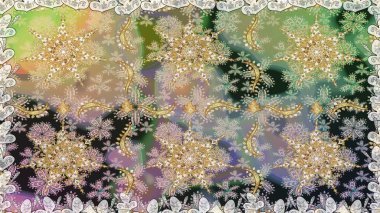 Raster geleneksel altın pürüzsüz deseni nötr renklerde. Barok tarzında kusursuz bir doğulu süsü..