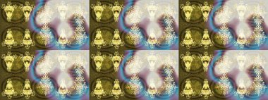 Altın kar taneleri. Raster illüstrasyonu. Kar tanelerinin soyut arkaplanlı Noel şablonu. Noel ve Yeni Yıl moda baskıları için tatil tasarımı.