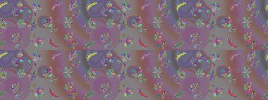 Suluboya çiçekli çiçek deseni. Raster illüstrasyonu. Gri, nötr ve mor renkli güzel tekstil..