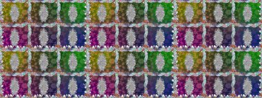 El çizimi çiçekli, soyut, pürüzsüz desen. Yeşil renkli çiçekler. Raster illüstrasyonu.