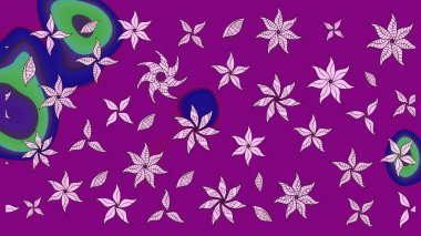 Renkli Bahar Teması eskiz kalıbı. Sevimli çiçek raster deseni. Düz Çiçek Elementleri Tasarımı. Mor renkte çiçekler.