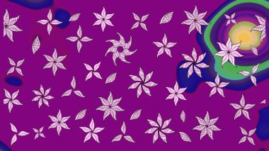 El çizimi Raster çizimi. Çizim çiçek deseni duvar kağıdı, web sitesi arka planı, ambalaj kağıdı, davetiye, broşür, afiş veya web sitesi için kullanılabilir. Parlak elementlerin.