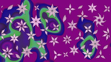 Çiçek desenli eskiz, darbeler, sıçramalar, yaz çiçekleri. Raster illüstrasyonu. Mor renkte çiçekler.