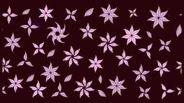 Patlayan çiçekler soyut olarak yerleştirilmiş. Raster deseni. Raster illüstrasyonu. Yumuşak, bahar çiçekleri kahverengi renklerde.