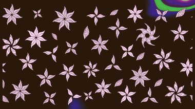 Raster illüstrasyonundaki çiçek desenli çizim. Kahverengi renkte çiçekler.