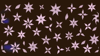 Raster illüstrasyonu. Şirin çiçekli eskiz deseni ve kahverengi renkli yapraklar, suluboya çiçek deseni, duvar kağıdı, kart veya kumaş için fayanslı.