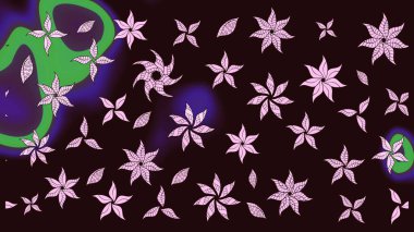 Raster Çiçek İllüstrasyonu güzel tekstil. Kahverengi renkli etnik çiçeklerle zarif bir eskiz deseni..